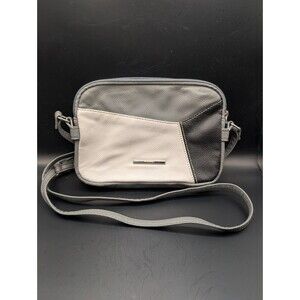 Nine West Zippered Top Crossbody Bag Purse Black Faux Leather Adjustable Strap